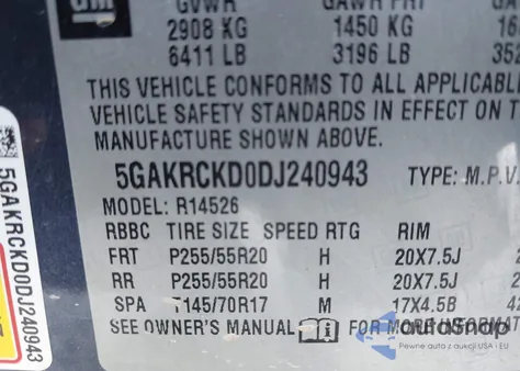 2013 Buick Enclave Leather from USA, damaged, VIN 5GAKRCKD0DJ240943